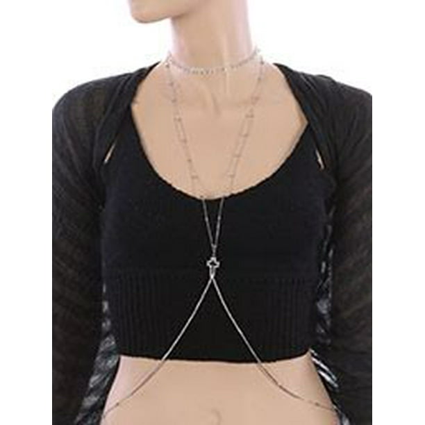 women gold long body chain fish bones rhinestones jewerlry design thin necklace women gold long body chain fish bones rhinestones jewerlry design thin necklace